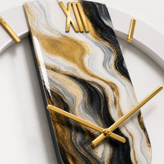 Orologio particolare da parete rotondo effetto marmorizzato dettagli oro 50cm